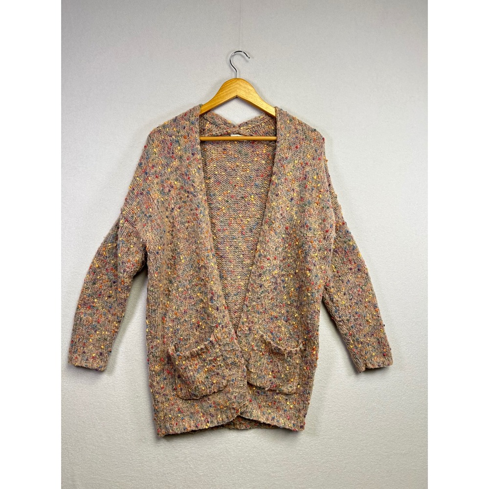 Sienna Sky Confetti Speckle Knit Cardigan Sweater Women's XS Beige‎ Multi Color